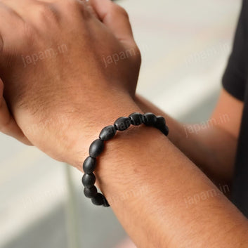 Ancient Karungali Oval Beads Band - Natural Ebony Wood