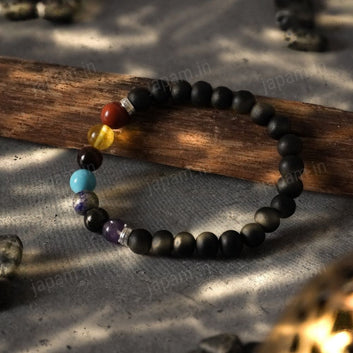 Karungali x Seven Chakra Band - Natural Ebony Wood
