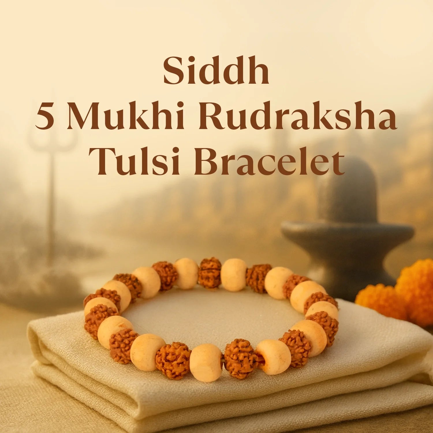 Kashi Siddh 5 Mukhi Rudraksha Tulsi Bracelet