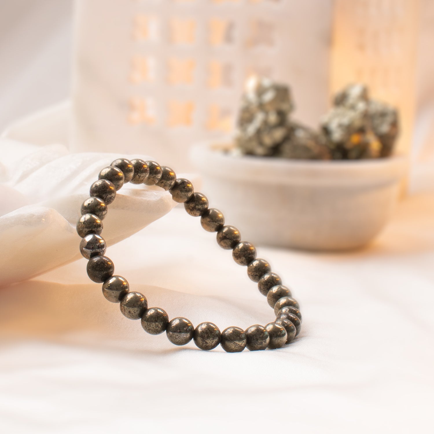 Raw Pyrite Bracelet (Women - 6mm Beads)