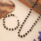Silver Plated Karungali Mala & Bracelet Combo for Men – Energy, Protection & Style