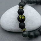 Raw Pyrite Bracelet with Buddha Mantra