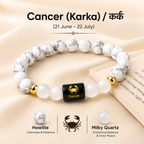 Cancer (कर्क राशि) Zodiac Howlite & Milky Quartz Bracelet || 𝟮𝟭 𝗝𝘂𝗻 – 𝟮𝟮 𝗝𝘂𝗹 ||