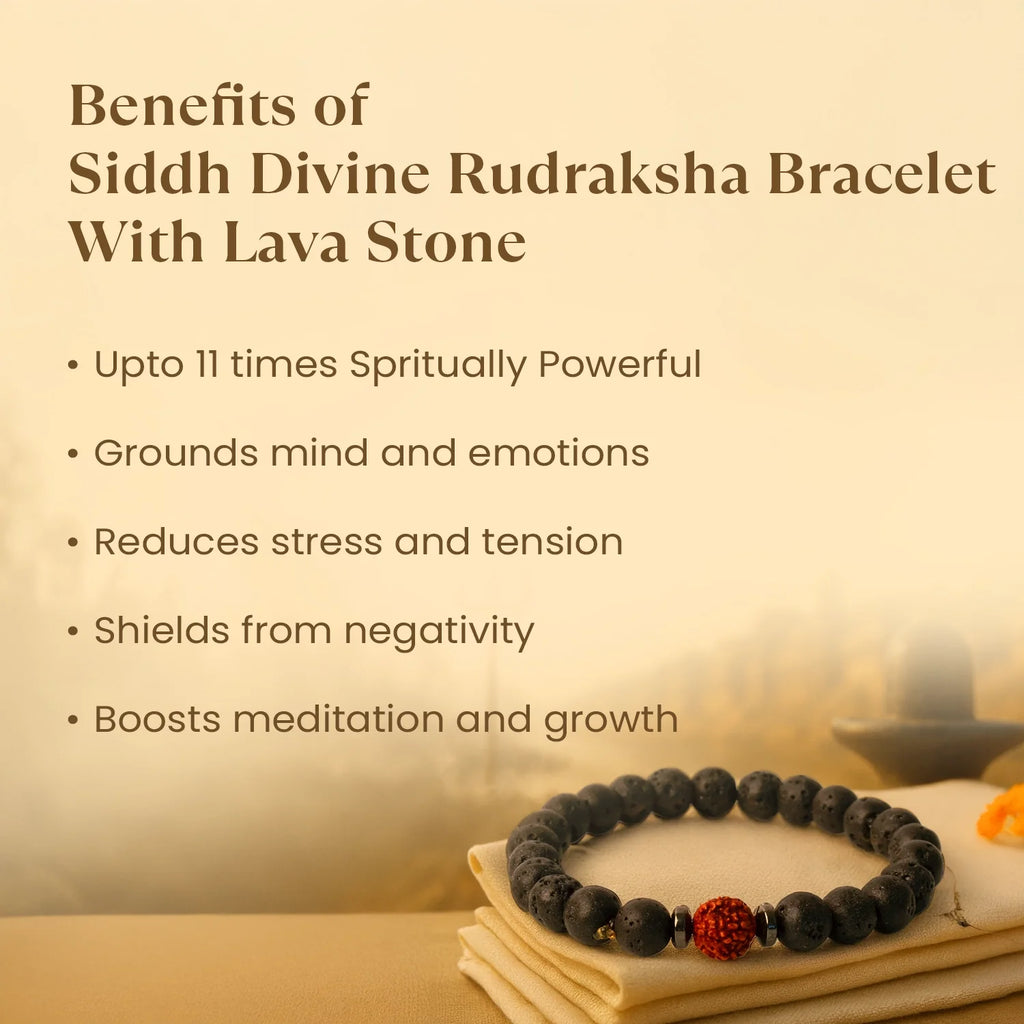 Kashi Siddh Divine Rudraksha Bracelet With Lava Stone