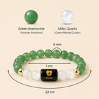 Gemini (मिथुन राशि) Zodiac Green Aventurine & Milky Quartz Bracelet || 𝟮𝟭 𝗠𝗮𝘆 – 𝟮𝟬 𝗝𝘂𝗻 ||