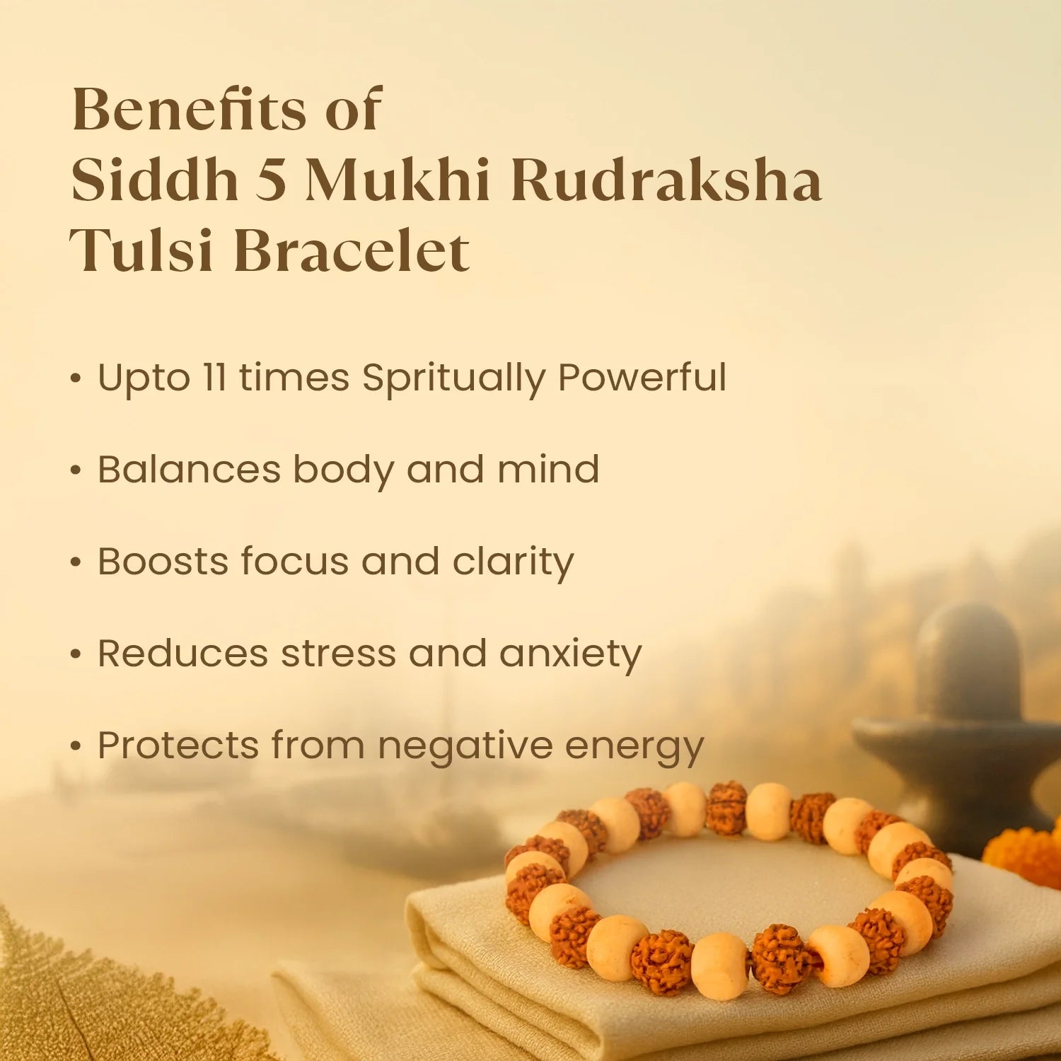 Kashi Siddh 5 Mukhi Rudraksha Tulsi Bracelet