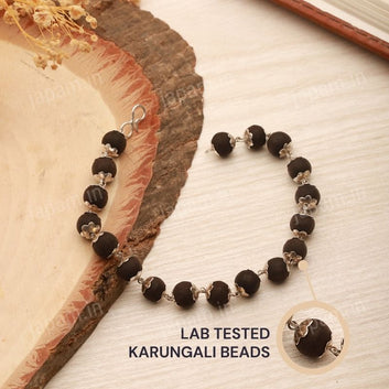 Silver Plated Karungali Beads Bracelet - For Men