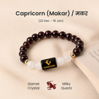 Capricorn (मकर राशि) Zodiac Garnet & Milky Quartz Bracelet || 𝟮𝟮 𝗗𝗲𝗰 – 𝟭𝟵 𝗝𝗮𝗻 ||