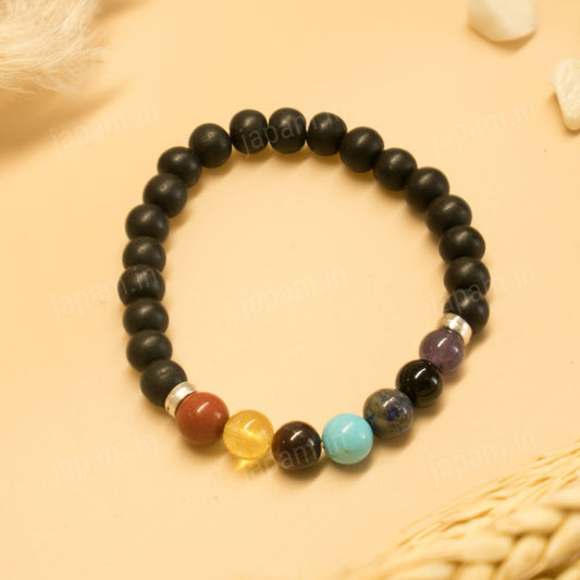 Karungali x Seven Chakra Band - Natural Ebony Wood