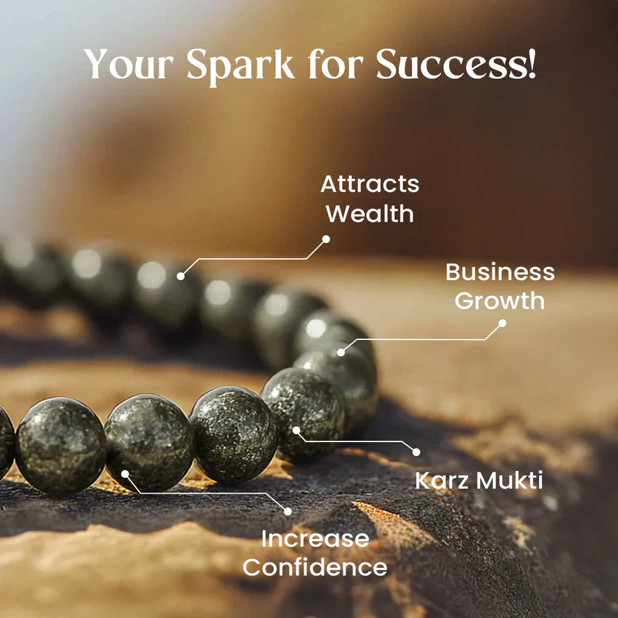RAW Pyrite Bracelet | 100% Natural Certified Pyrite Stone Bracelet for Men & Women | Wealth & Abundance Magnet | Healing Crystal Bracelet for Confidence, Protection & Success