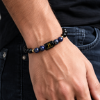 Sagittarius (धनु राशि) Zodiac Black Obsidian & Lapis Lazuli Bracelet || 𝟮𝟮 𝗡𝗼𝘃 – 𝟮𝟭 𝗗𝗲𝗰 ||