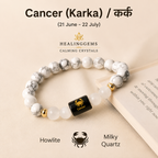 Cancer (कर्क राशि) Zodiac Howlite & Milky Quartz Bracelet || 𝟮𝟭 𝗝𝘂𝗻 – 𝟮𝟮 𝗝𝘂𝗹 ||