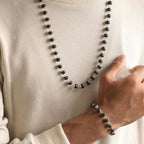 Silver Plated Karungali Mala & Bracelet Combo for Men – Energy, Protection & Style