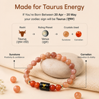 Taurus (वृषभ राशि) Zodiac Sunstone & Carnelian Bracelet || 𝟮𝟬 𝗔𝗽𝗿 – 𝟮𝟬 𝗠𝗮𝘆 ||