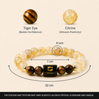 Pisces (मीन राशि) Zodiac Citrine & Tiger Eye Bracelet || 𝟭𝟵 𝗙𝗲𝗯 – 𝟮𝟬 𝗠𝗮𝗿 ||