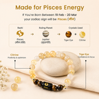 Pisces (मीन राशि) Zodiac Citrine & Tiger Eye Bracelet || 𝟭𝟵 𝗙𝗲𝗯 – 𝟮𝟬 𝗠𝗮𝗿 ||