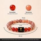 Taurus (वृषभ राशि) Zodiac Sunstone & Carnelian Bracelet || 𝟮𝟬 𝗔𝗽𝗿 – 𝟮𝟬 𝗠𝗮𝘆 ||