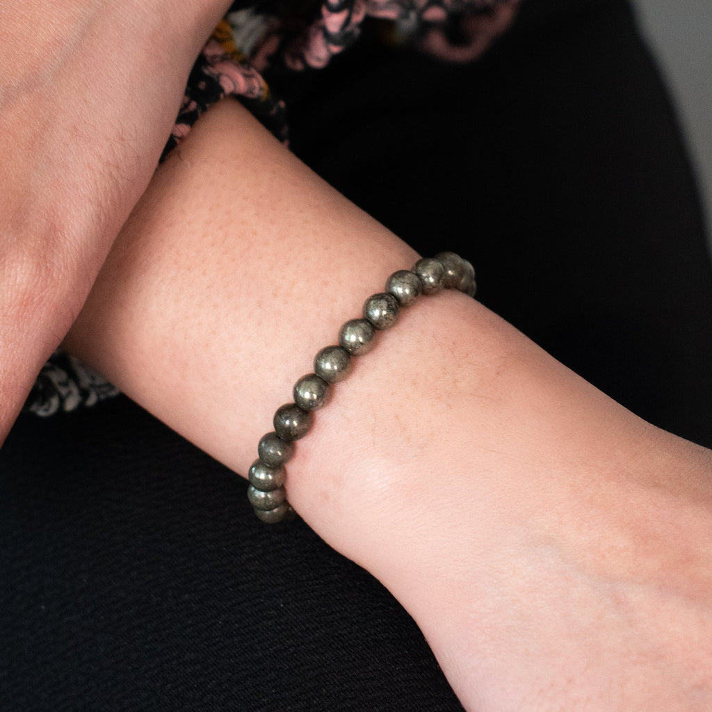 Raw Pyrite Bracelet (Women - 6mm Beads)