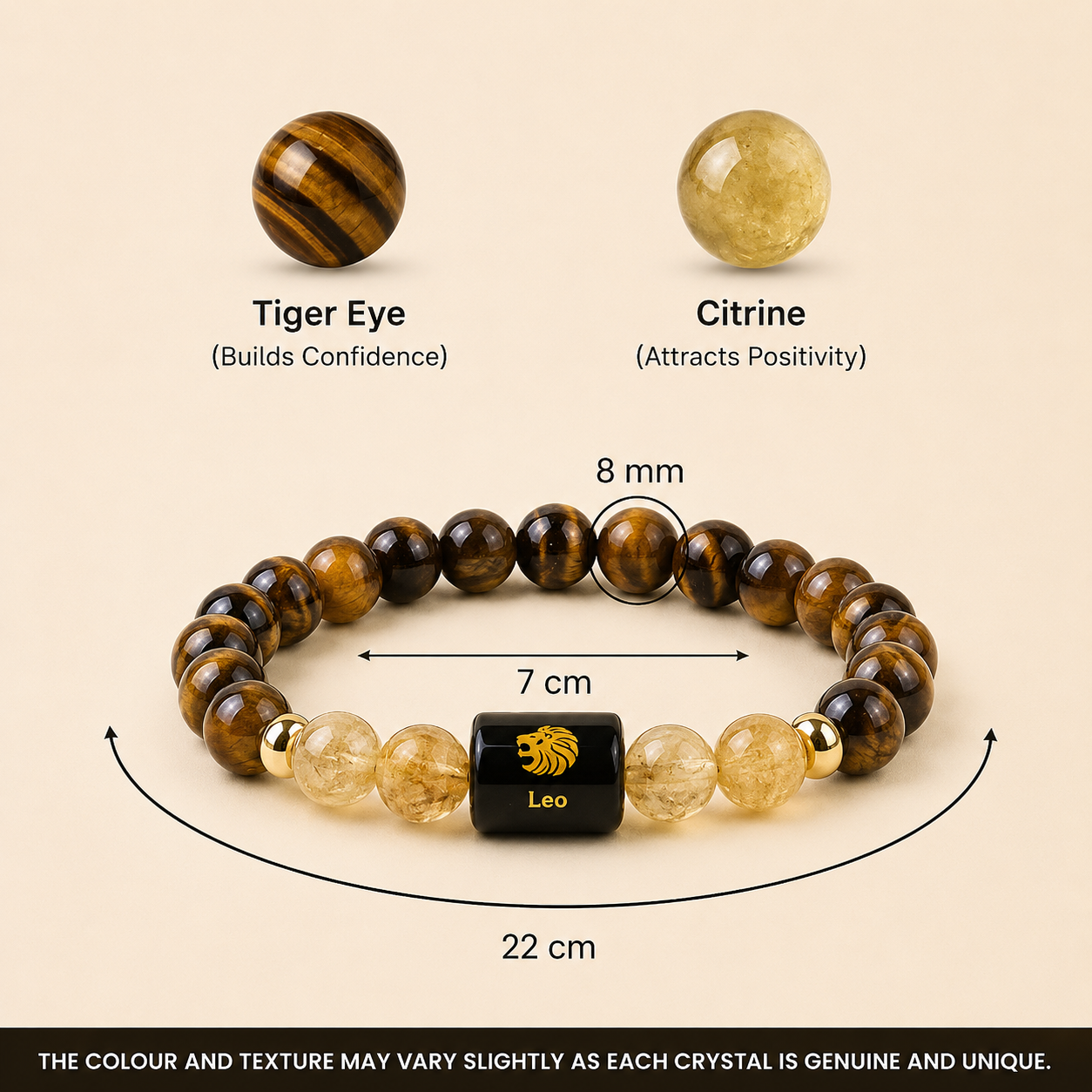 Leo (सिंह राशि) Zodiac Tiger Eye & Citrine Bracelet || 𝟮𝟯 𝗝𝘂𝗹 – 𝟮𝟮 𝗔𝘂𝗴 ||