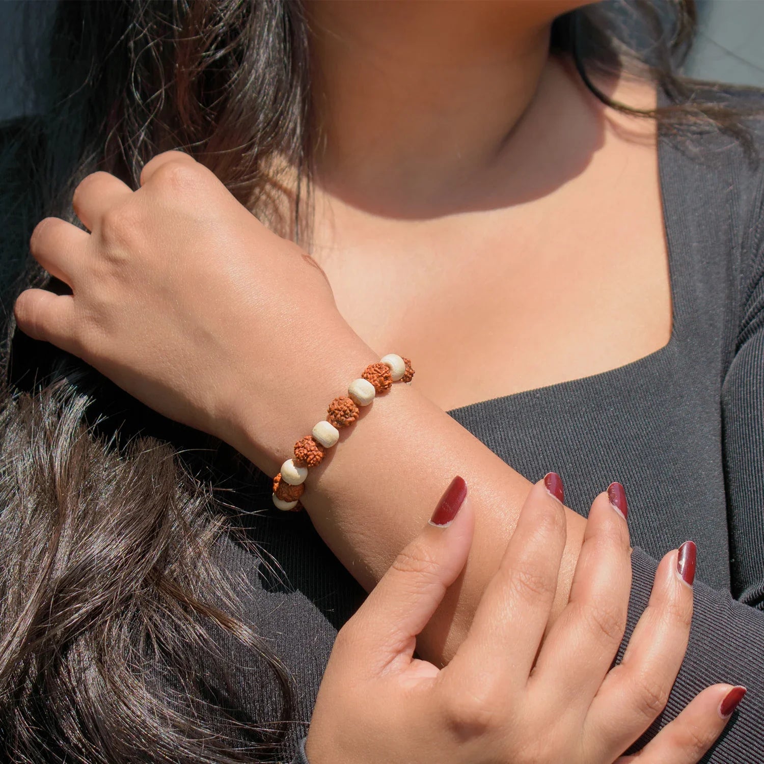 Kashi Siddh 5 Mukhi Rudraksha Tulsi Bracelet