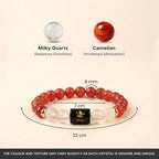 Virgo (कन्या राशि) Zodiac Carnelian & Milky Quartz Bracelet || 𝟮𝟯 𝗔𝘂𝗴 – 𝟮𝟮 𝗦𝗲𝗽 ||