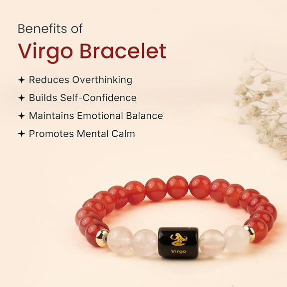 Virgo (कन्या राशि) Zodiac Carnelian & Milky Quartz Bracelet || 𝟮𝟯 𝗔𝘂𝗴 – 𝟮𝟮 𝗦𝗲𝗽 ||