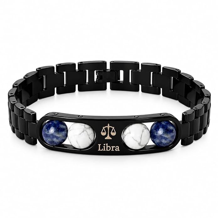 Libra Zodiac Bracelet in Black Metal | Trendy Astrology Jewellery Gift