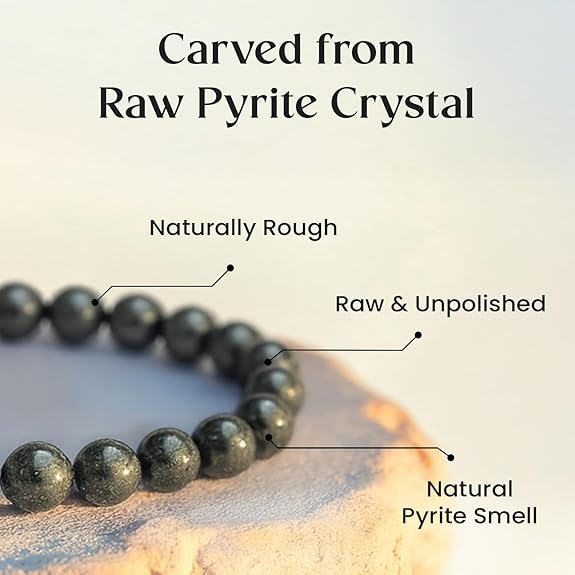 RAW Pyrite Bracelet | 100% Natural Certified Pyrite Stone Bracelet for Men & Women | Wealth & Abundance Magnet | Healing Crystal Bracelet for Confidence, Protection & Success