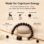 Capricorn (मकर राशि) Zodiac Garnet & Milky Quartz Bracelet || 𝟮𝟮 𝗗𝗲𝗰 – 𝟭𝟵 𝗝𝗮𝗻 ||