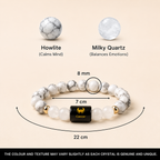 Cancer (कर्क राशि) Zodiac Howlite & Milky Quartz Bracelet || 𝟮𝟭 𝗝𝘂𝗻 – 𝟮𝟮 𝗝𝘂𝗹 ||