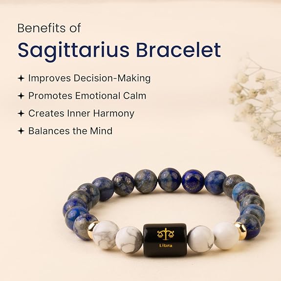 Libra (तुला राशि) Zodiac Lapis Lazuli & Howlite Bracelet || 𝟮𝟯 𝗦𝗲𝗽 – 𝟮𝟮 𝗢𝗰𝘁 ||