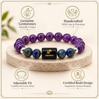Aquarius (कुंभ राशि) Zodiac Amethyst & Lapis Lazuli Bracelet || 𝟮𝟬 𝗝𝗮𝗻 – 𝟭𝟴 𝗙𝗲𝗯 ||