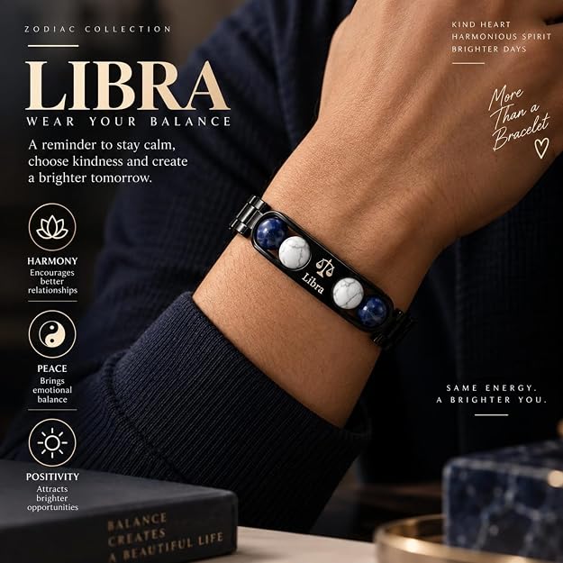 Libra Zodiac Bracelet in Black Metal | Trendy Astrology Jewellery Gift