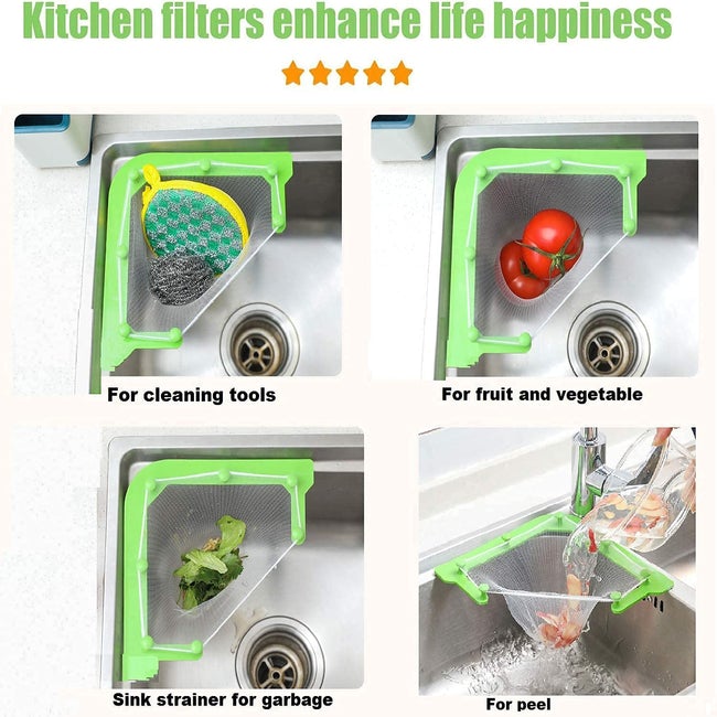 Corner Sink Garbage Rack Triangular Mesh Hanging Net ( Free 30 Net Bag ...
