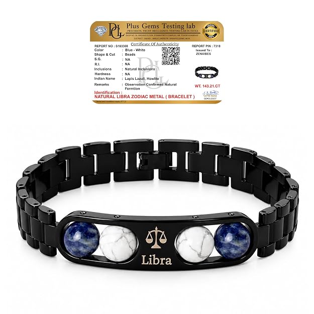 Libra Zodiac Bracelet in Black Metal | Trendy Astrology Jewellery Gift
