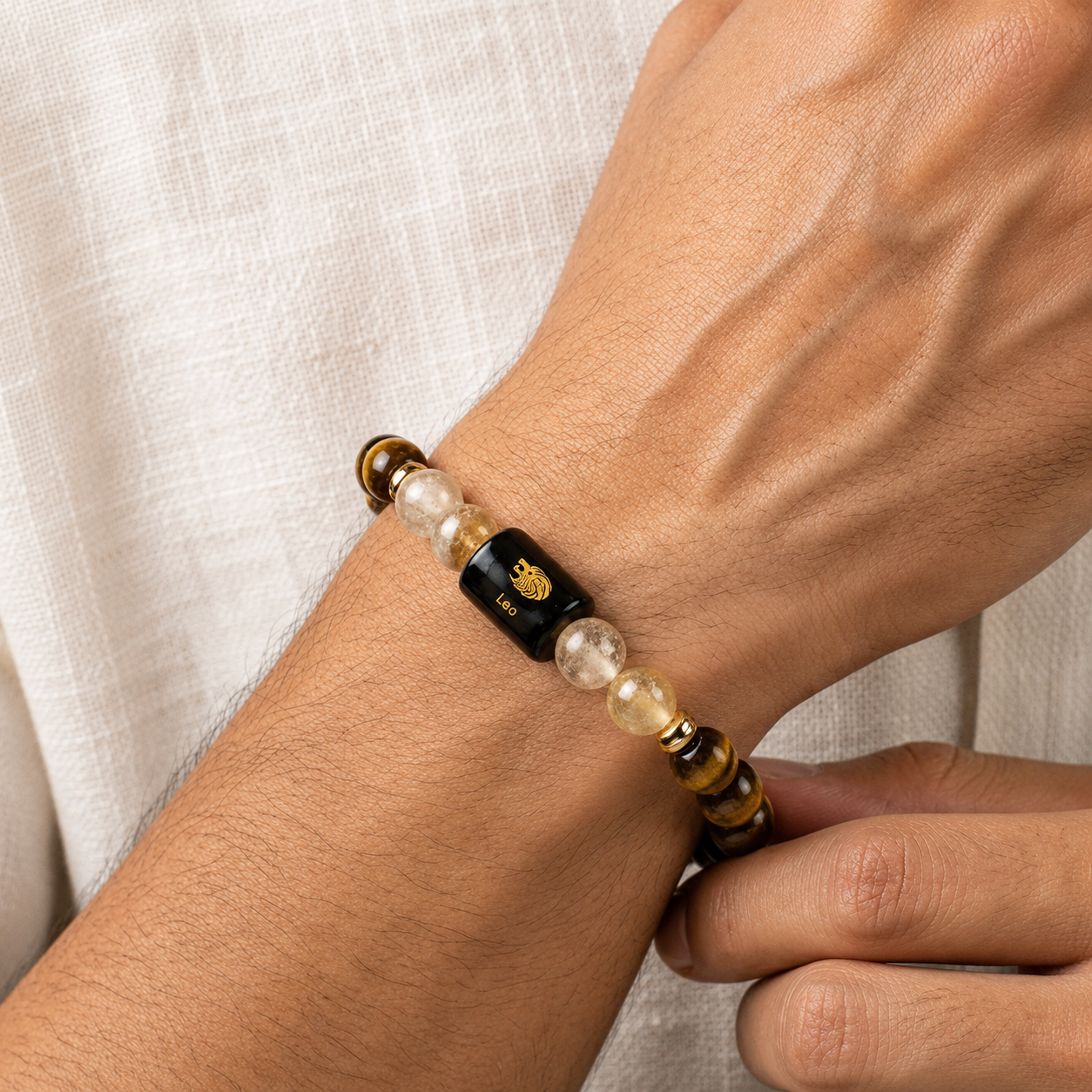 Leo (सिंह राशि) Zodiac Tiger Eye & Citrine Bracelet || 𝟮𝟯 𝗝𝘂𝗹 – 𝟮𝟮 𝗔𝘂𝗴 ||