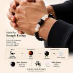 Scorpio (वृश्चिक राशि) Zodiac Black Obsidian & Milky Quartz Bracelet || 𝟮𝟯 𝗢𝗰𝘁 – 𝟮𝟭 𝗡𝗼𝘃 ||