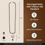 Silver Capped Karungali Malai with Om Trishul Pendant | HealingGems
