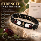 Black Metal Capricorn Zodiac Bracelet with Natural Stones  Adjustable Style Astrology Jewellery
