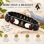Black Metal Capricorn Zodiac Bracelet with Natural Stones  Adjustable Style Astrology Jewellery