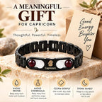 Black Metal Capricorn Zodiac Bracelet with Natural Stones  Adjustable Style Astrology Jewellery