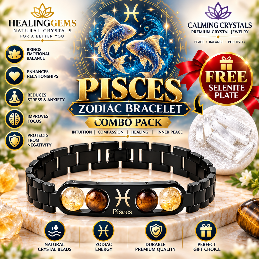 Black Metal Pisces Zodiac Bracelet for Men & Women | Stylish Astrology Sign Jewelry