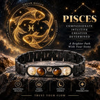 Black Metal Pisces Zodiac Bracelet for Men & Women | Stylish Astrology Sign Jewelry