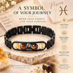 Black Metal Pisces Zodiac Bracelet for Men & Women | Stylish Astrology Sign Jewelry
