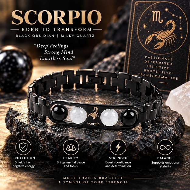 Black Metal Scorpio Zodiac Bracelet – Stylish Astrology Jewellery