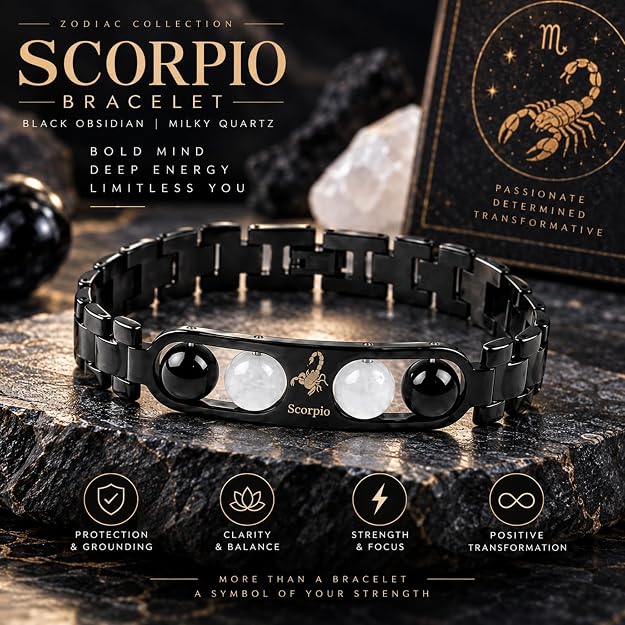 Black Metal Scorpio Zodiac Bracelet – Stylish Astrology Jewellery