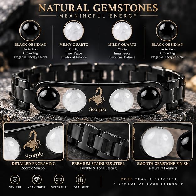 Black Metal Scorpio Zodiac Bracelet – Stylish Astrology Jewellery
