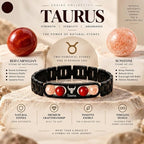 Black Metal Taurus Zodiac Bracelet for Men and Women, Stylish Bull Sign Astrology Jewellery, Trendy Everyday Wear Gift