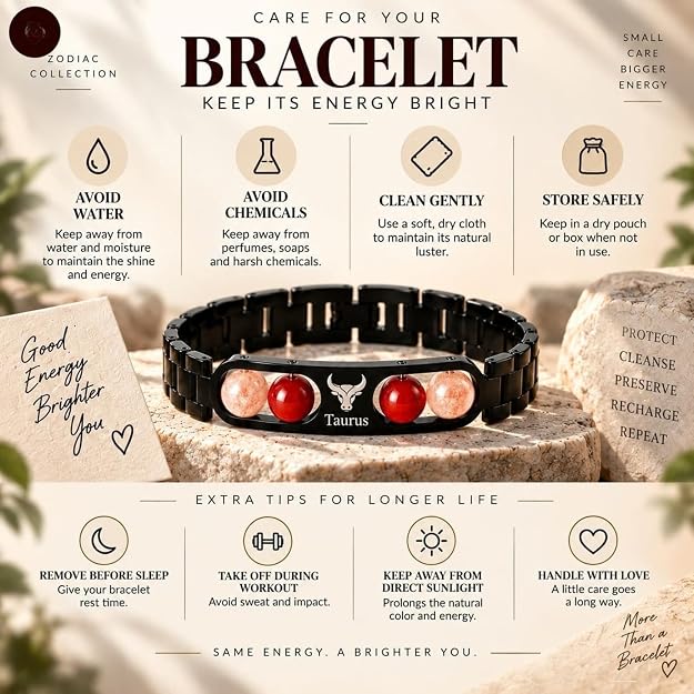 Black Metal Taurus Zodiac Bracelet for Men and Women, Stylish Bull Sign Astrology Jewellery, Trendy Everyday Wear Gift