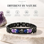 Black Metal Aquarius Zodiac Bracelet Combo Pack with Free Selenite Plate Gift for Men & Women